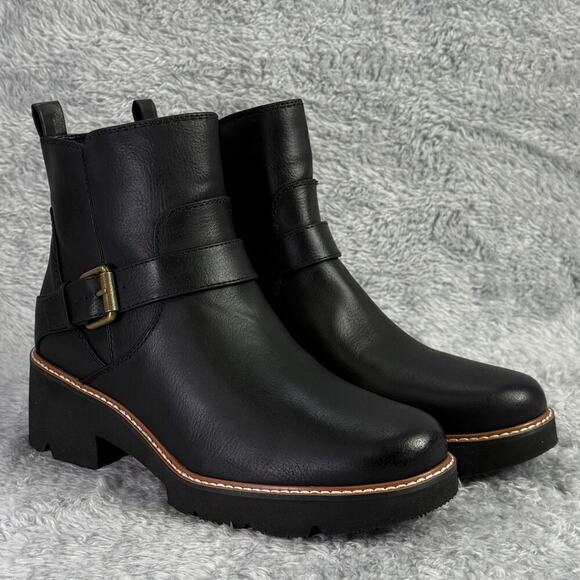 Naturalizer Cabaret Moto Ankle Boot Women's Size 9 Black Ankle Lug Sole Bootie - Picture 3 of 10